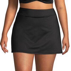 Lands' End Black Women's Plus Size Chlorine Resistant Tummy Control Swim
